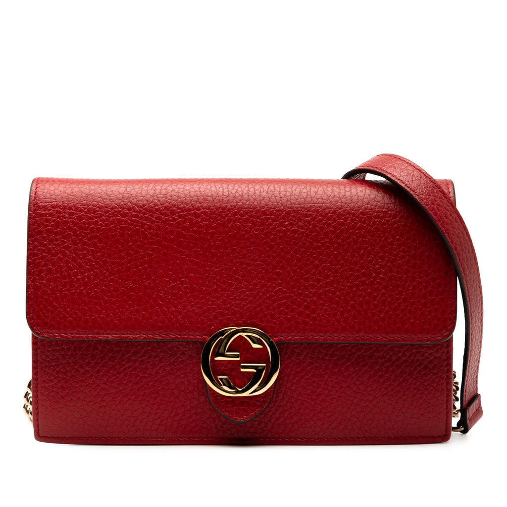 Gucci Leather Interlocking G Dollar Wallet on Chain