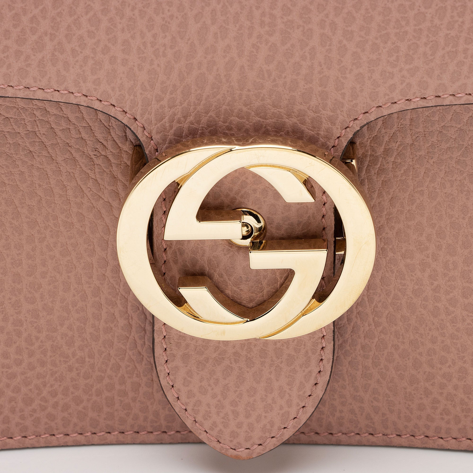 Gucci Leather Interlocking G Small Shoulder Bag (SHF-6sbkNl)