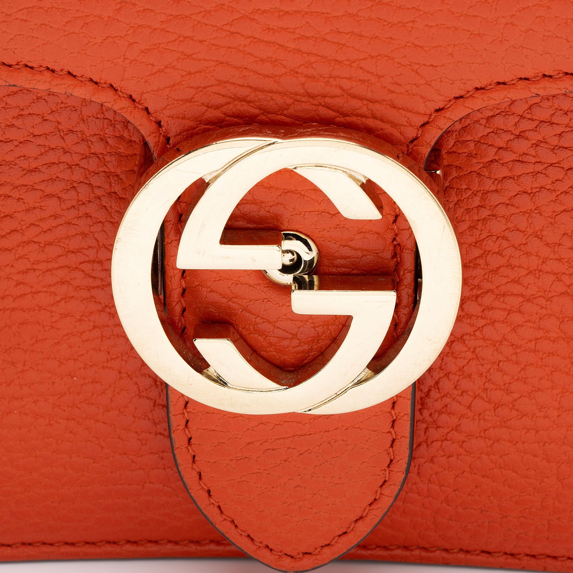 Gucci Grained Calfskin Interlocking G Small Shoulder Bag (SHF-h9X0uq)