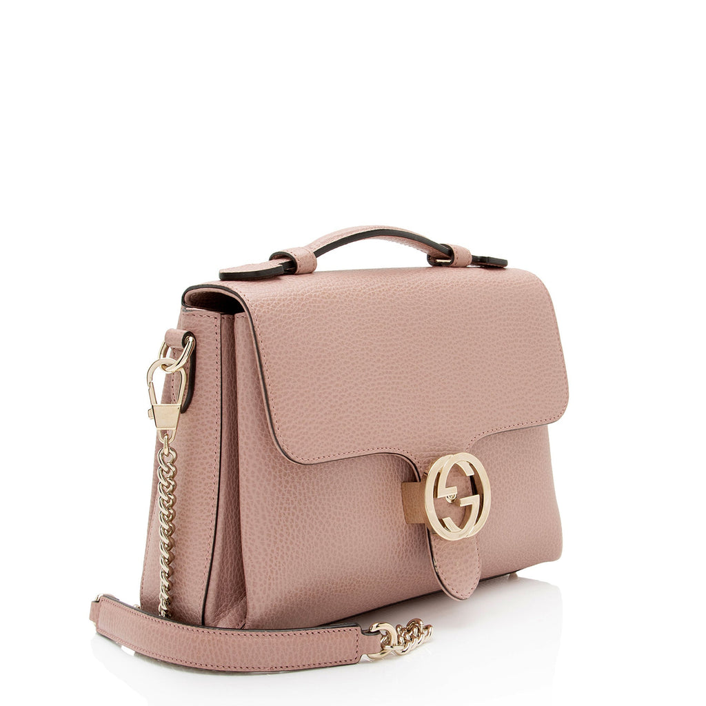 Gucci Leather Interlocking G Small Top Handle (SHF-WEVYEv)