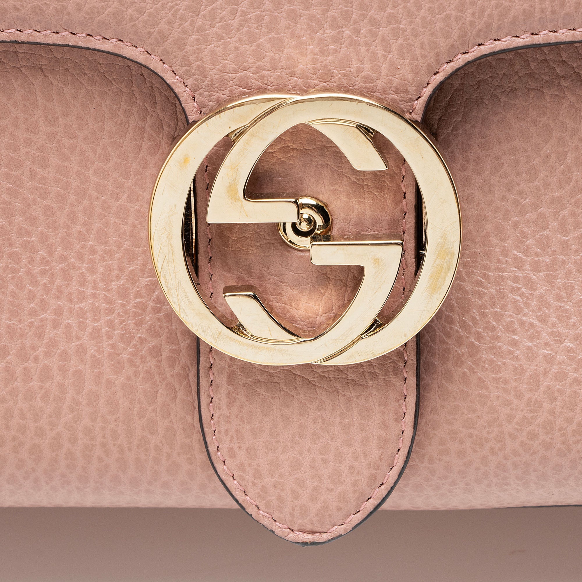 Gucci Leather Interlocking G Small Top Handle