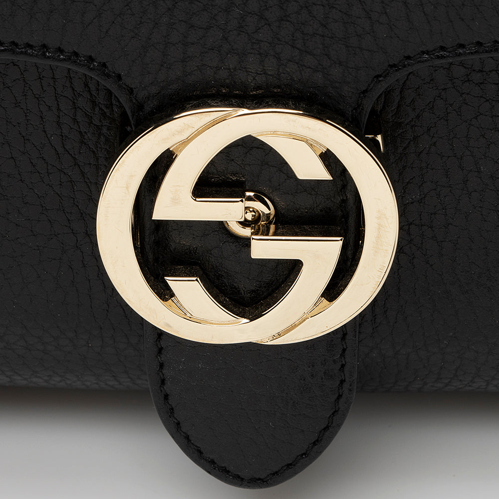 Gucci Leather Interlocking G Top Handle Shoulder Bag (SHF-22017)