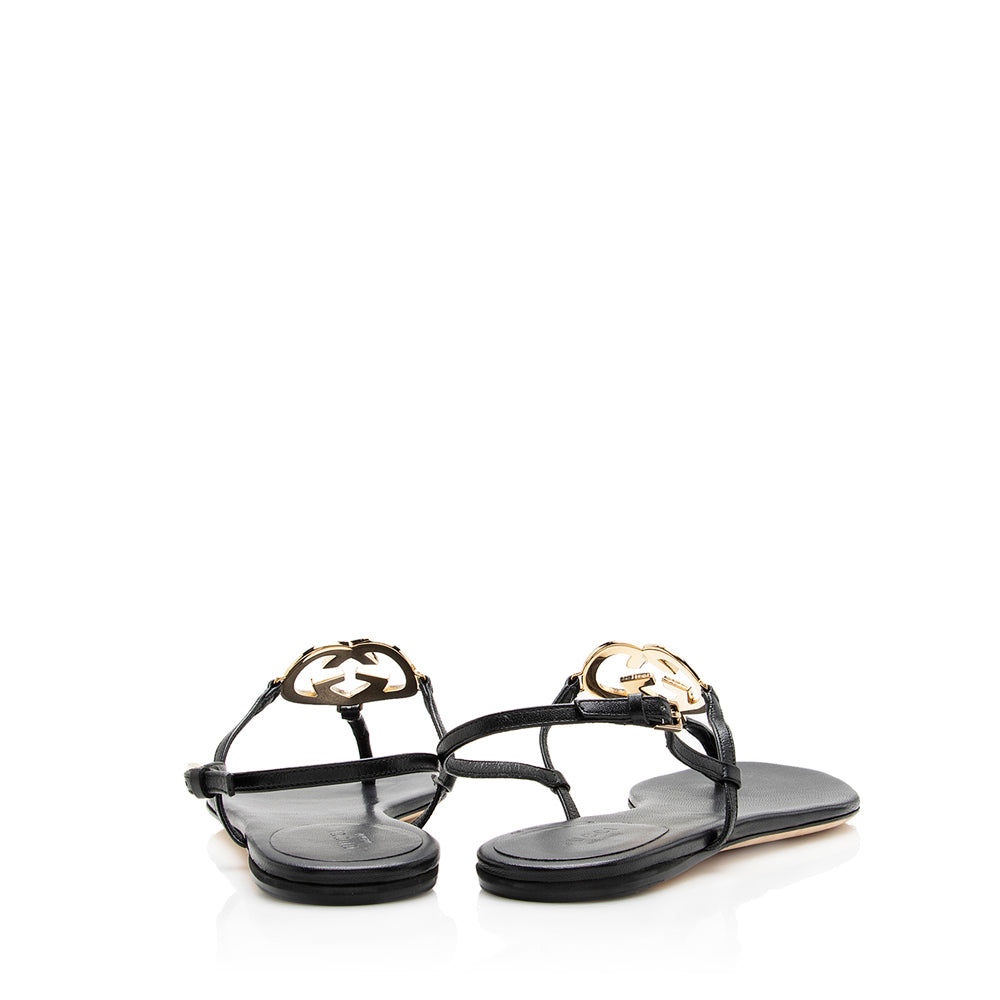 Gucci Leather Interlocking Gucci Heart Sandals - Size 6.5 / 36.5 (SHF-17629)