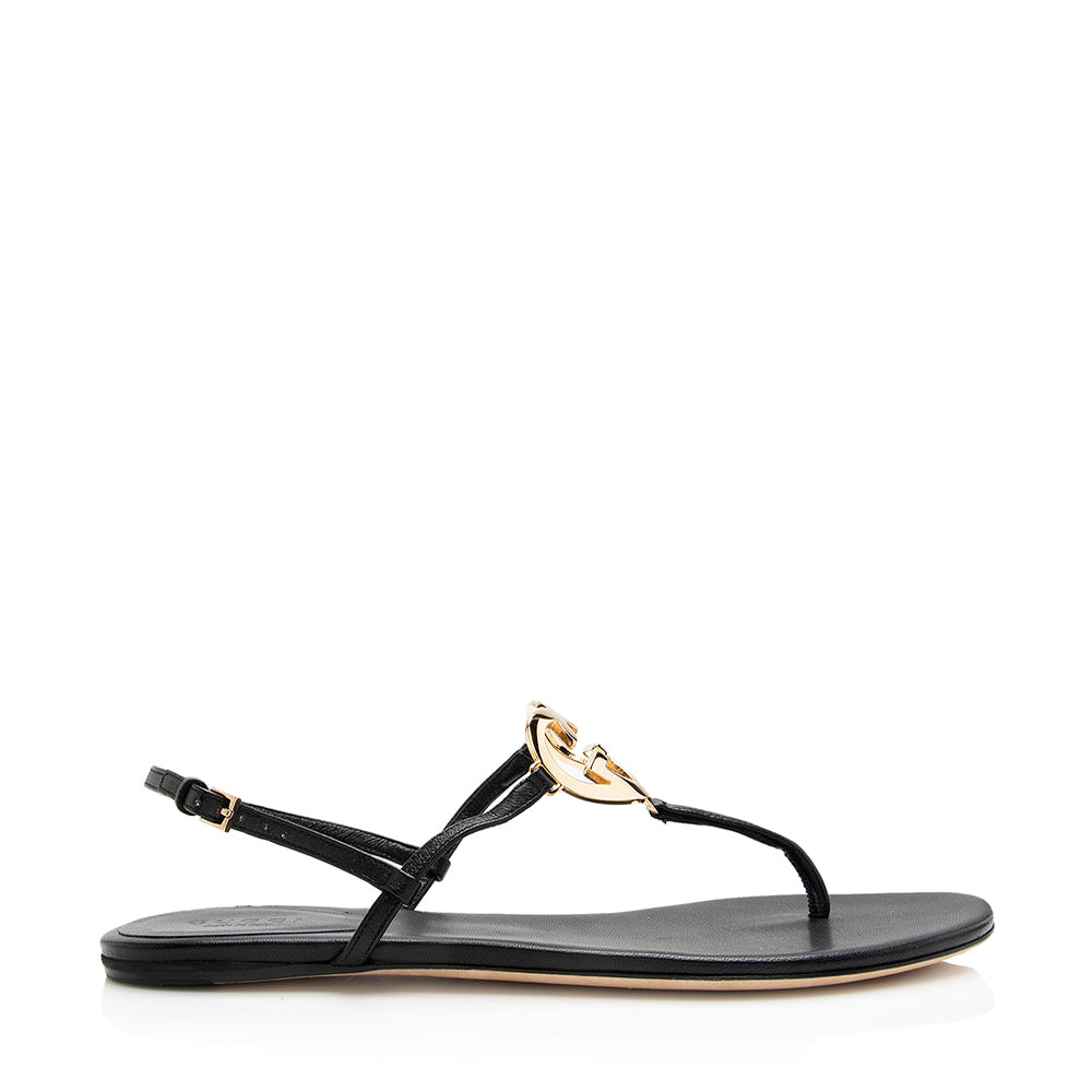 Gucci Leather Interlocking Gucci Heart Sandals - Size 6.5 / 36.5 (SHF-17629)