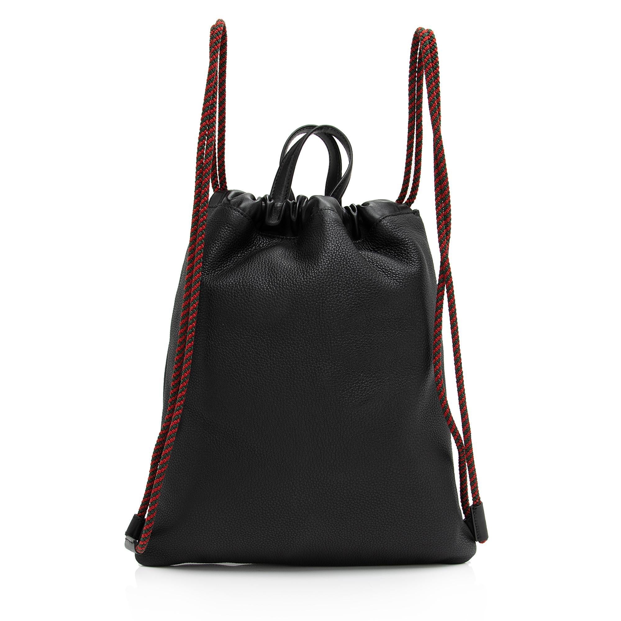 Gucci Leather Logo Drawstring Backpack (SHF-Gg5KaW)