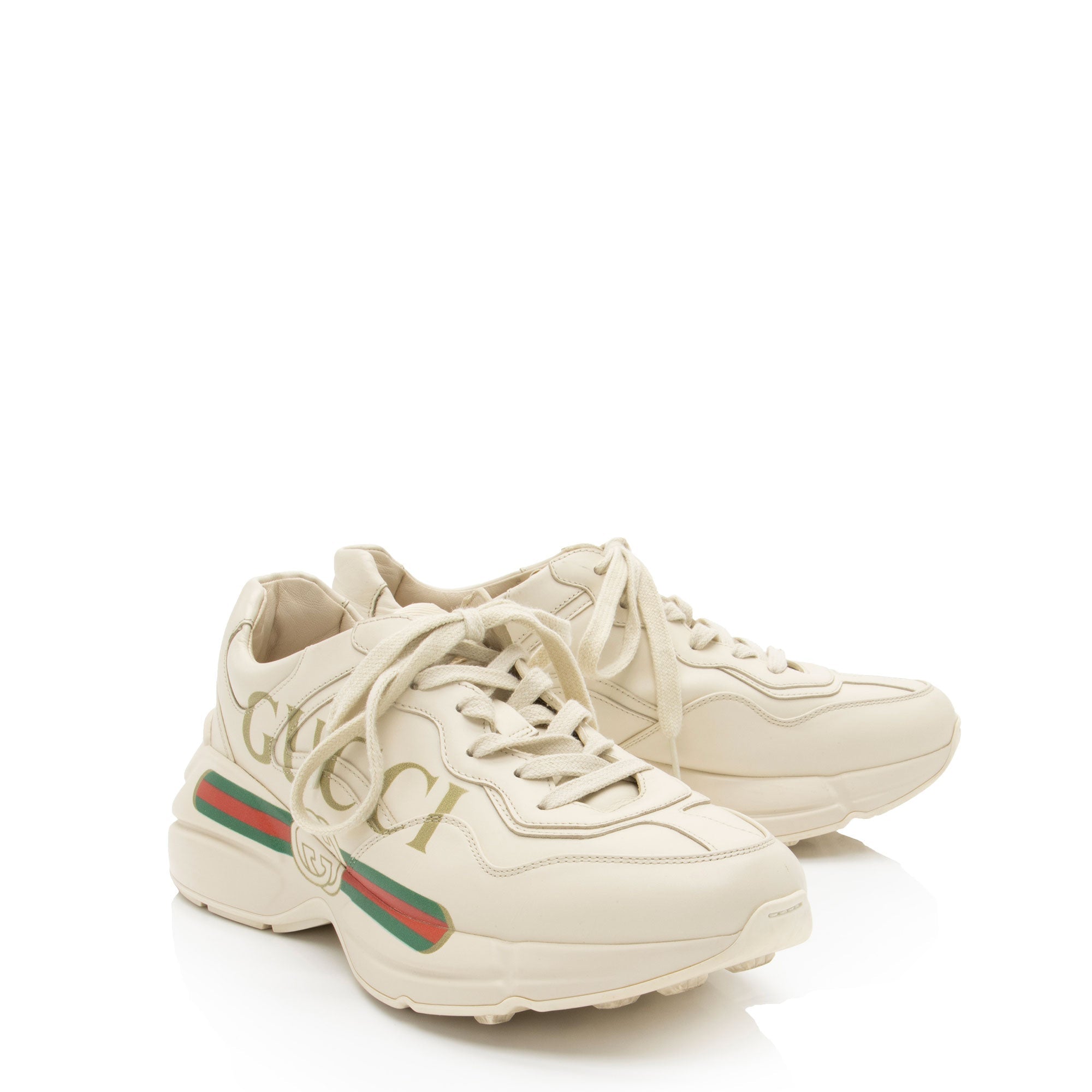 Gucci Leather Logo Rhyton Sneakers - Size 9 / 39
