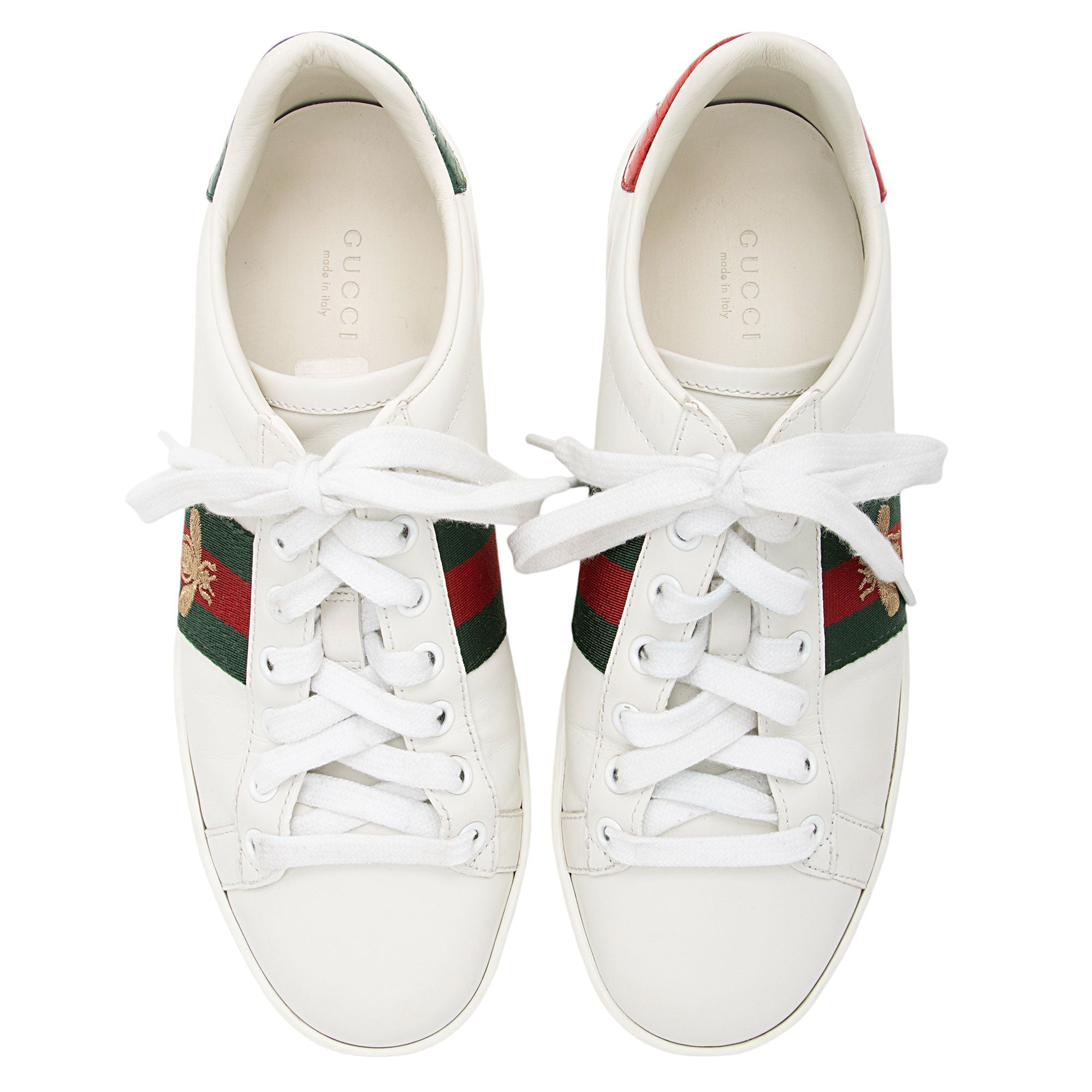 Gucci Leather New Ace Bee Sneakers - Size 6.5 / 36.5 (SHF-XiM4za)