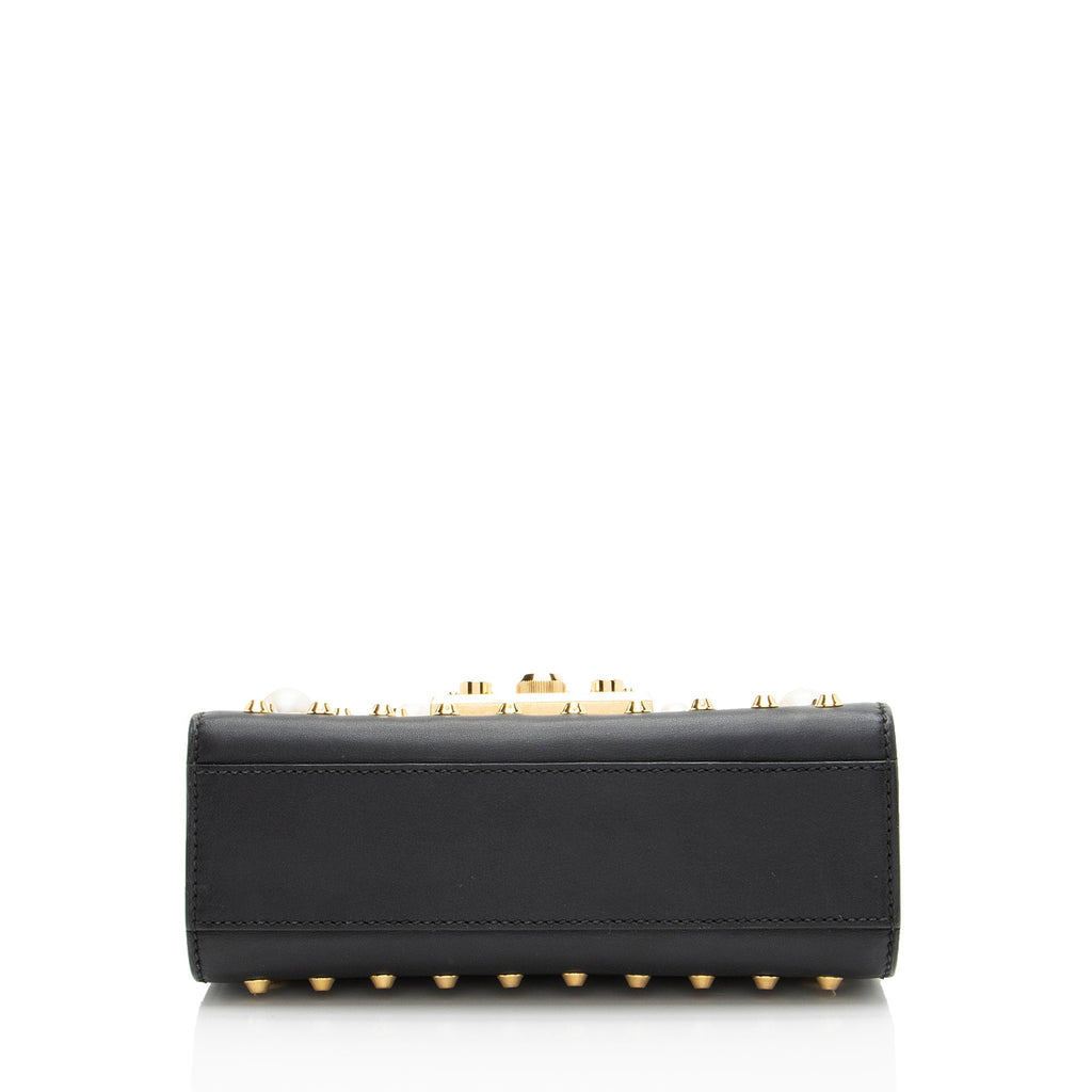 Gucci Leather Pearl Stud Padlock Small Shoulder Bag