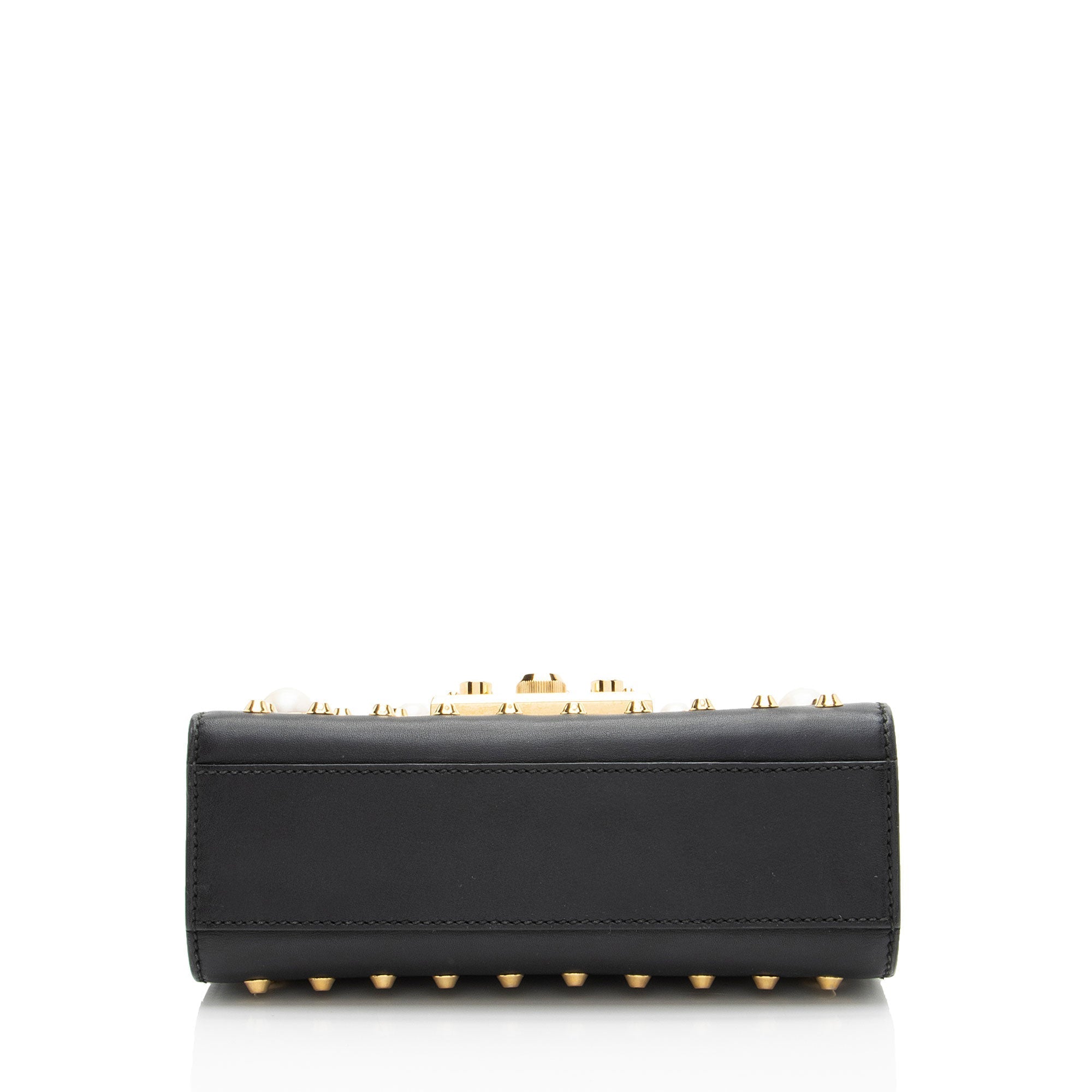 Gucci Leather Pearl Stud Padlock Small Shoulder Bag