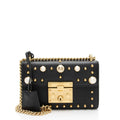 Gucci Leather Pearl Stud Padlock Small Shoulder Bag