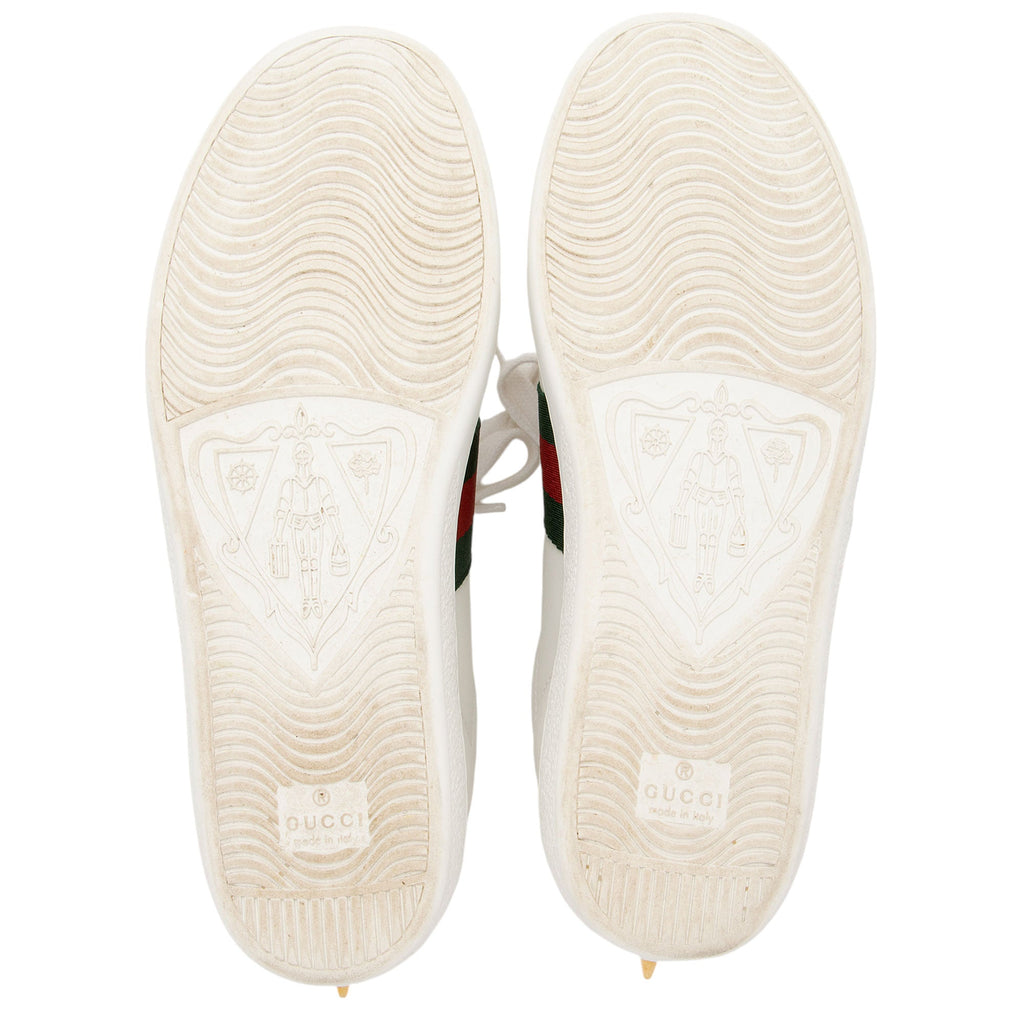 Gucci Leather Pearl Studded Web Ace Sneakers - Size 7 / 37 (SHF-gBzTiz)