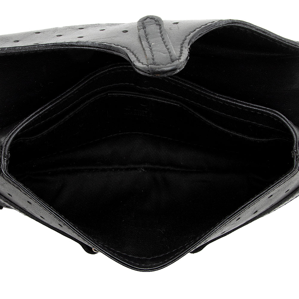 Gucci Leather Perforated Reins Pochette (SHF-17357)
