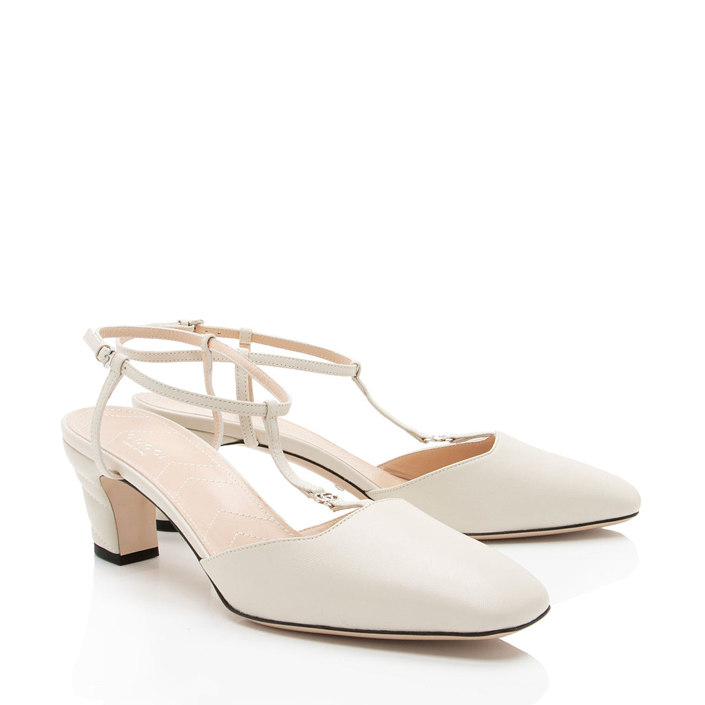 Gucci Leather Petite GG Charlotte Slingback Pumps - Size 10 / 40