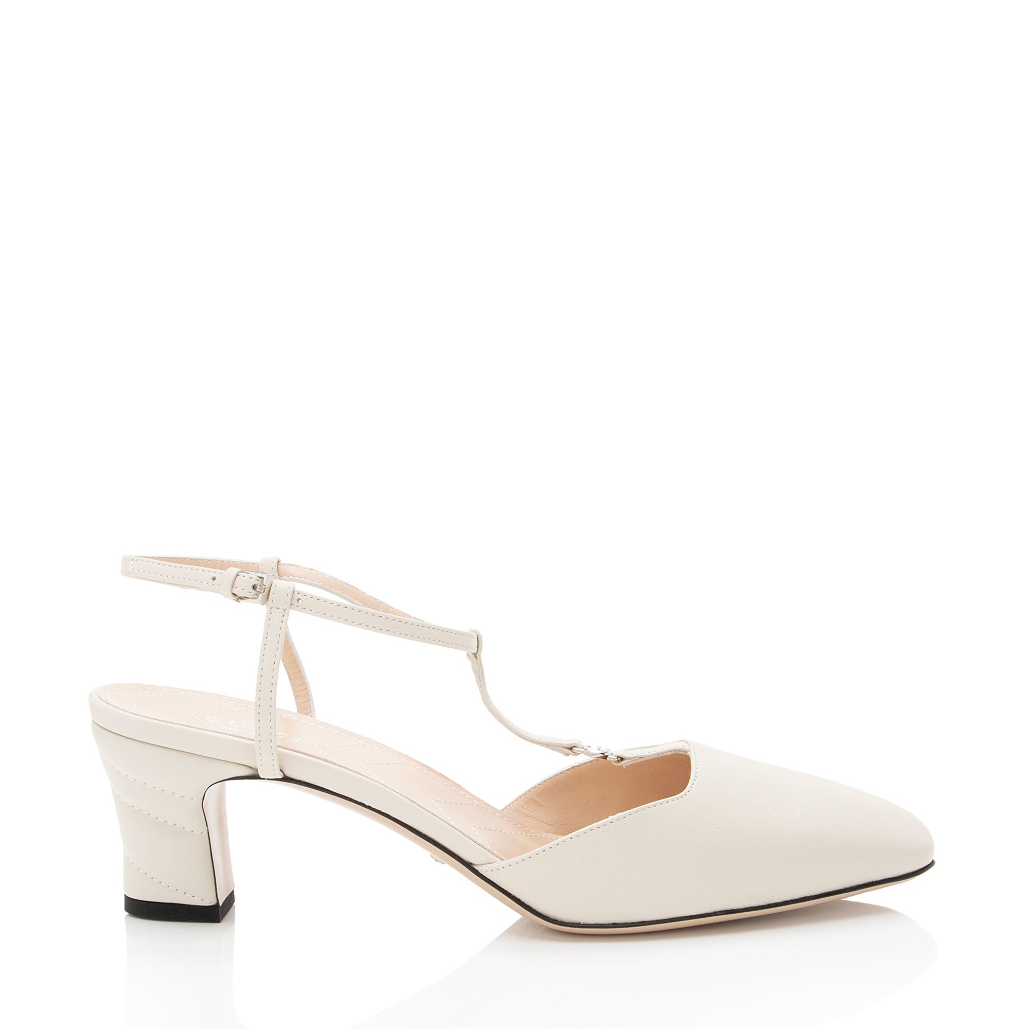 Gucci Leather Petite GG Charlotte Slingback Pumps - Size 10 / 40