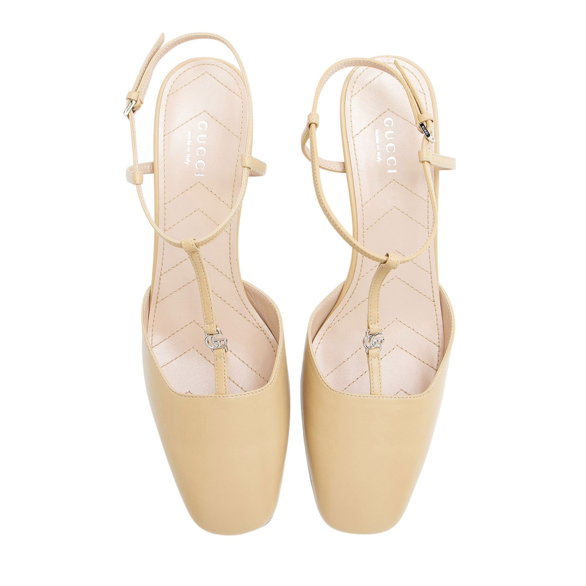 Gucci Leather Petite GG Charlotte Slingback Pumps - Size 8.5 / 38.5