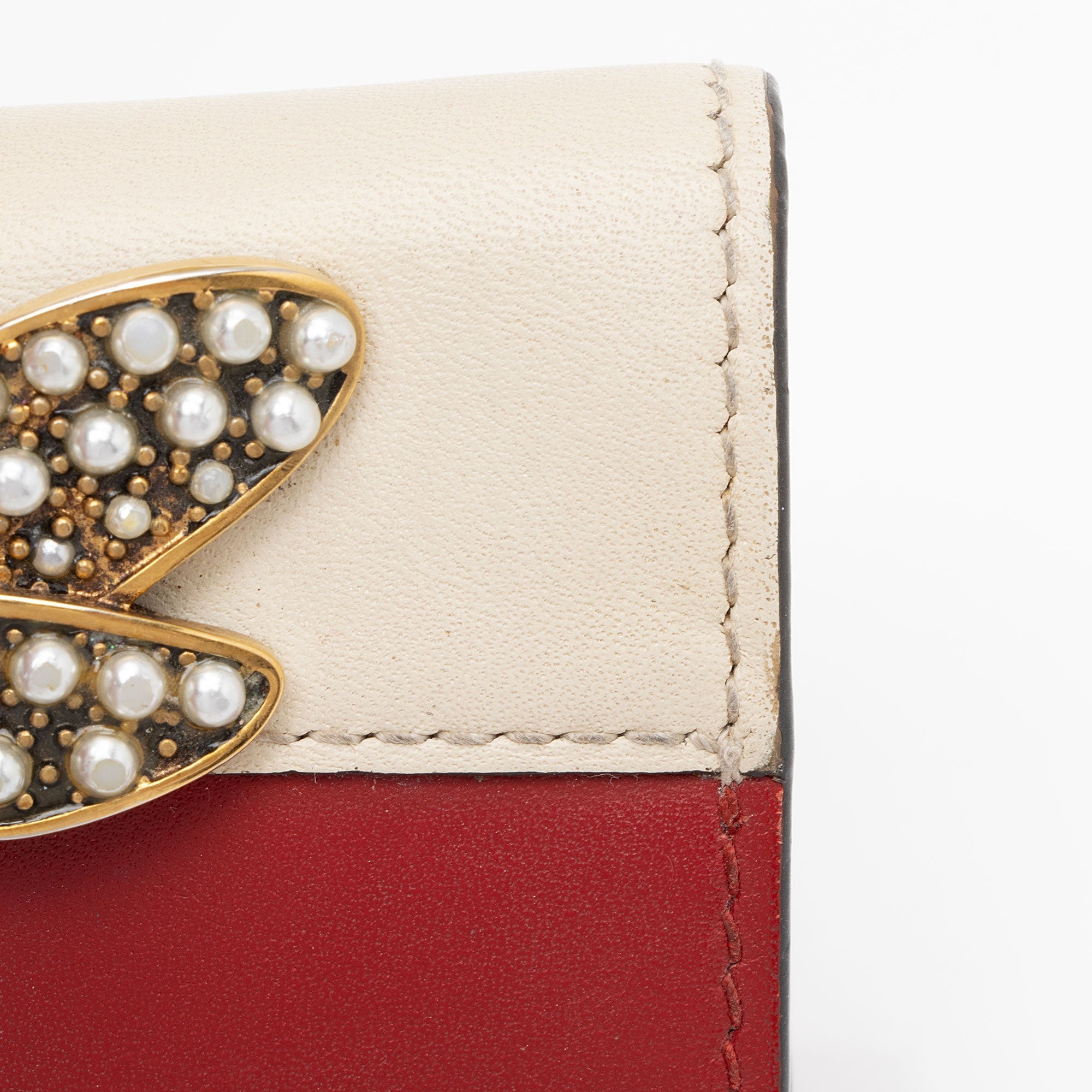Gucci Leather Queen Margaret Bee Card Case (SHF-xcHoPF)