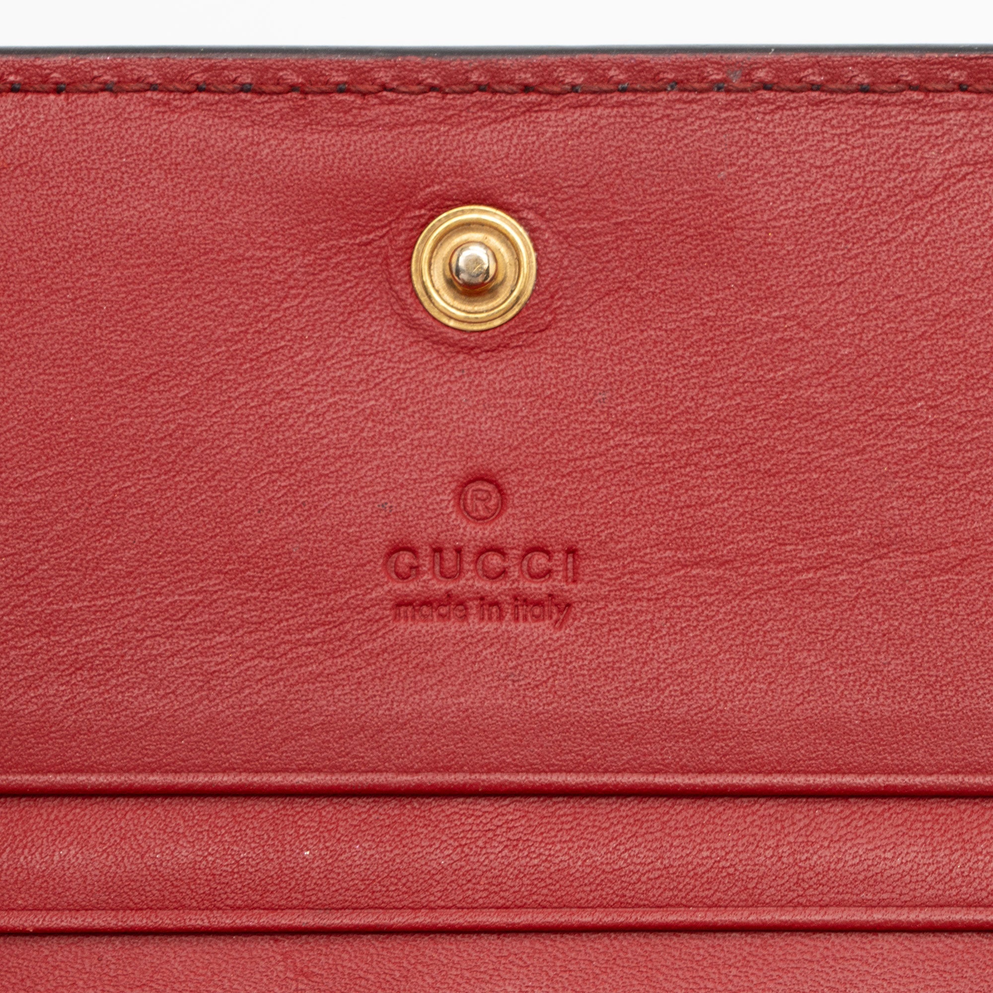 Gucci Leather Queen Margaret Bee Card Case (SHF-xcHoPF)