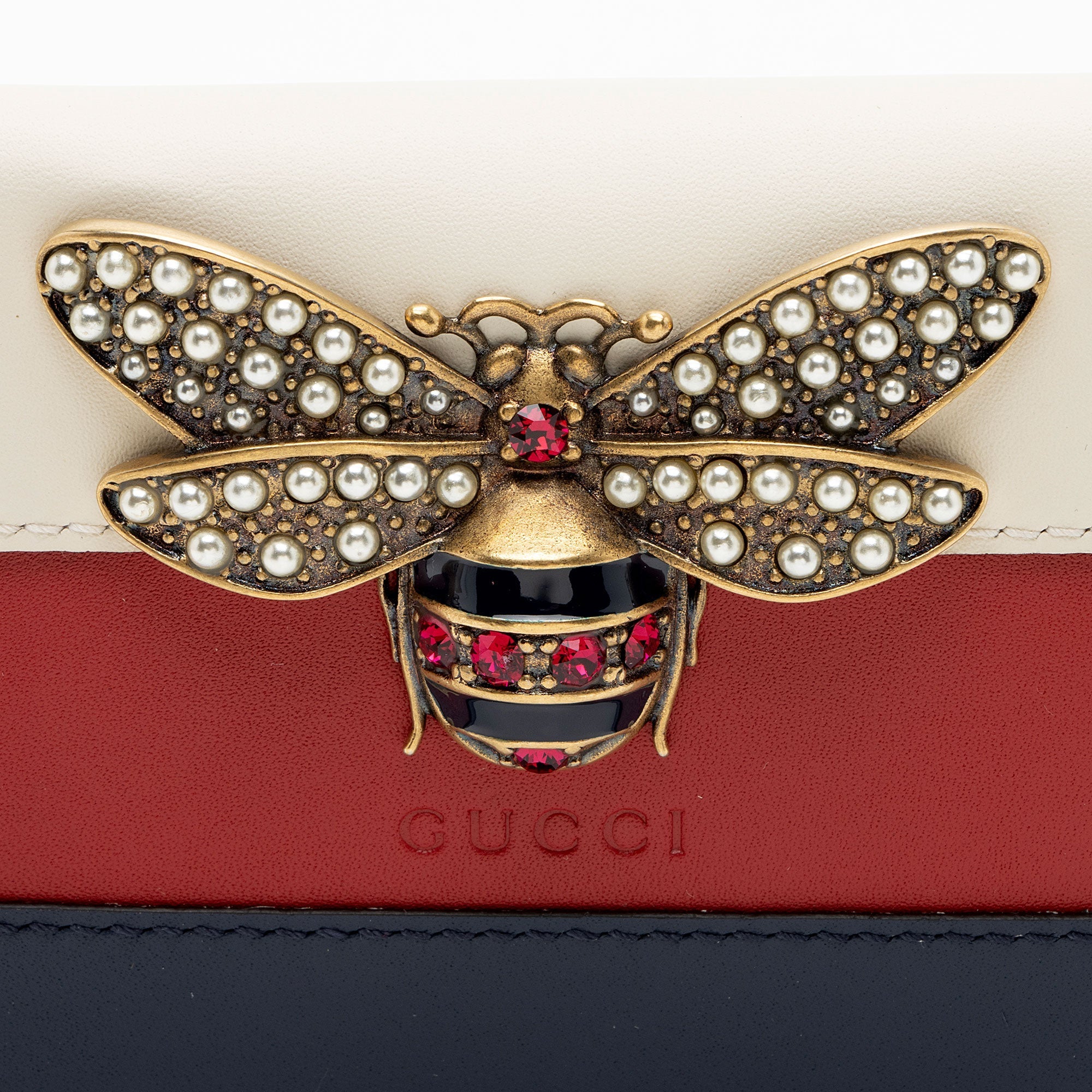 Gucci Leather QueLB Margaret Bee Card Case