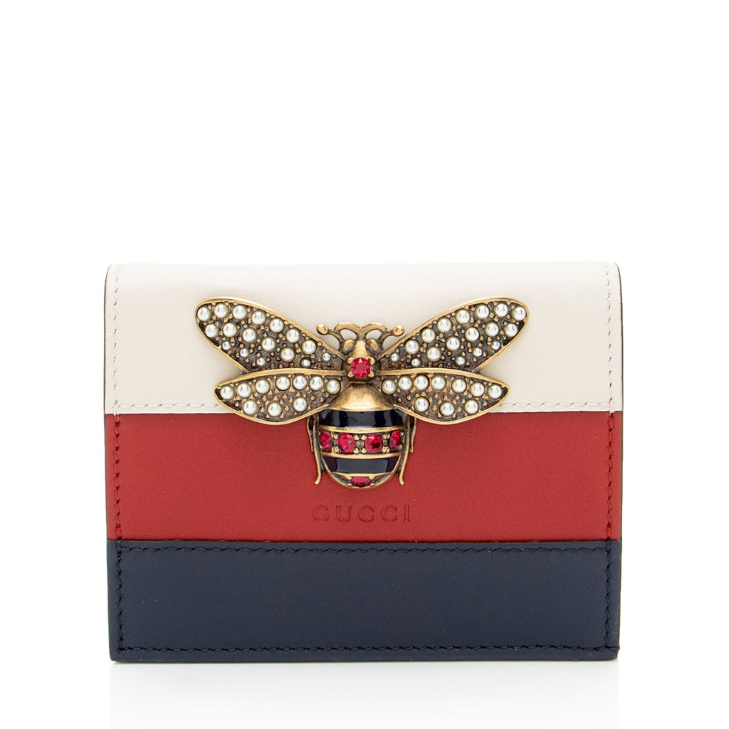 Gucci Leather QueLB Margaret Bee Card Case