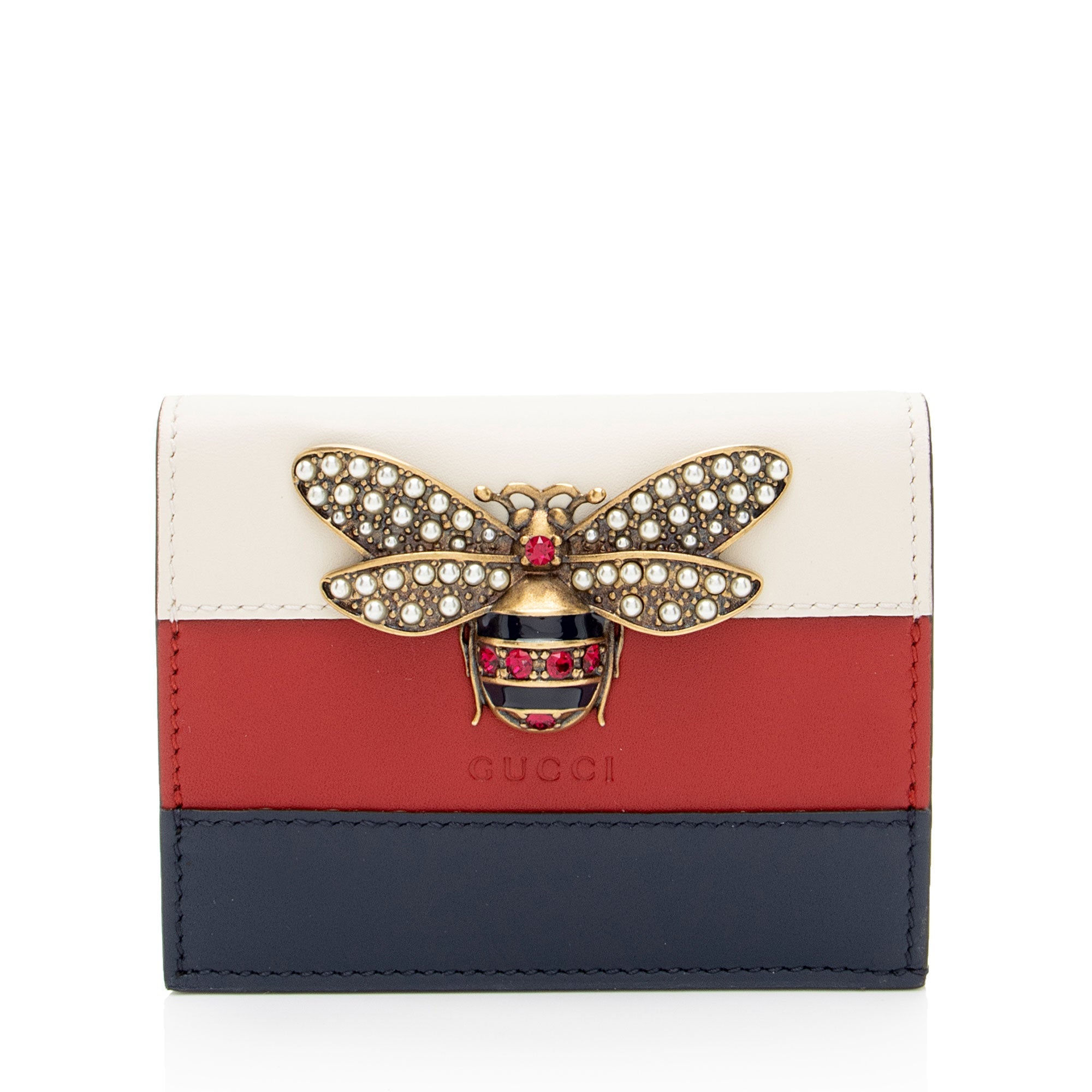 Gucci Leather QueLB Margaret Bee Card Case