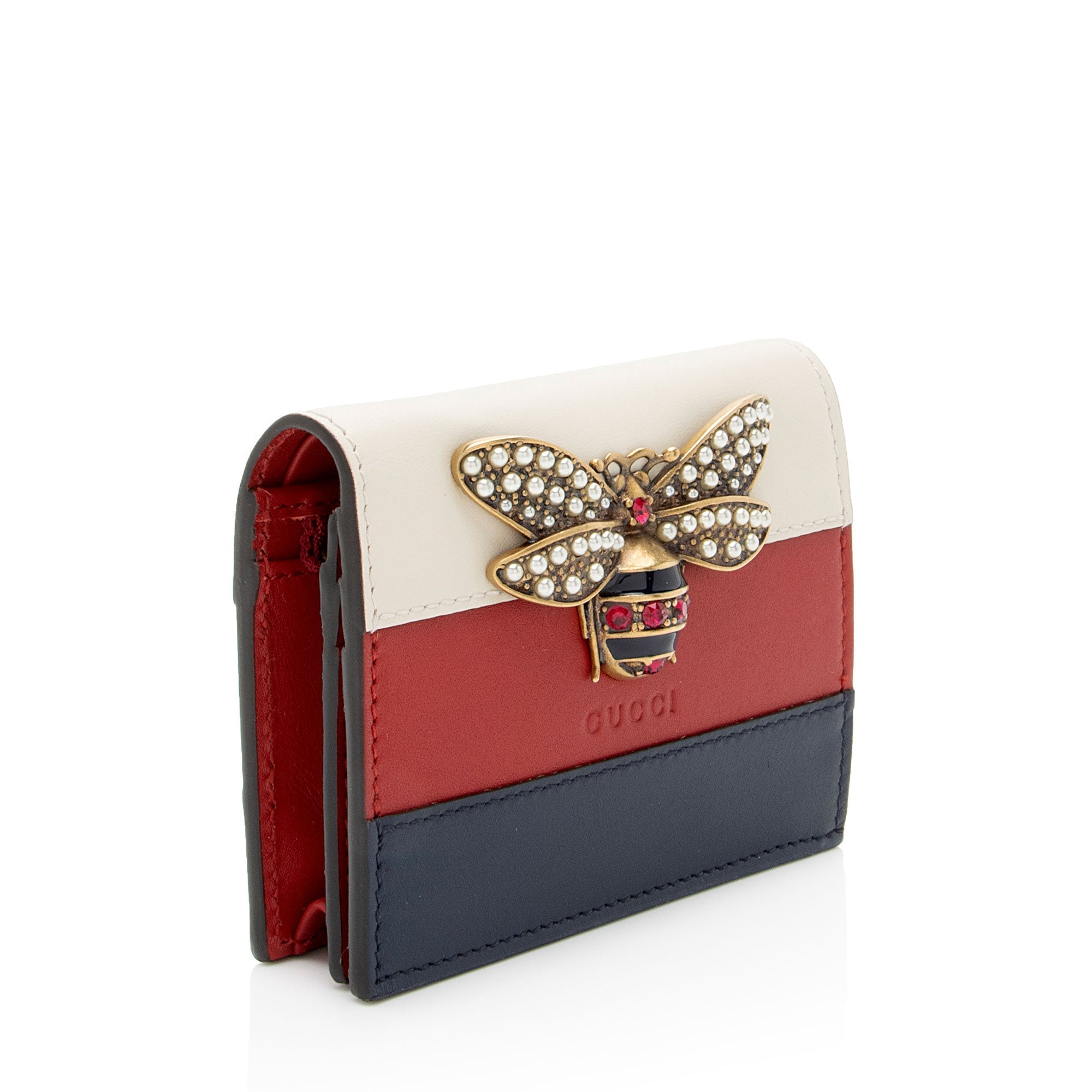 Gucci Leather QueLB Margaret Bee Card Case