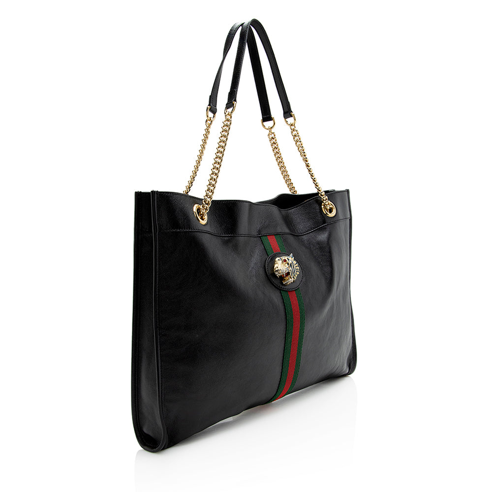 Gucci Leather Rajah Large Tote (SHF-21797)