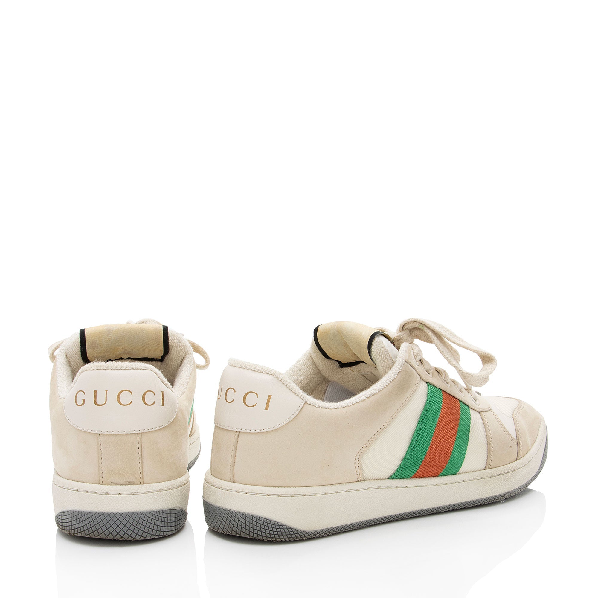 Gucci Leather Web Screener Sneakers - Size 5.5 / 35.5