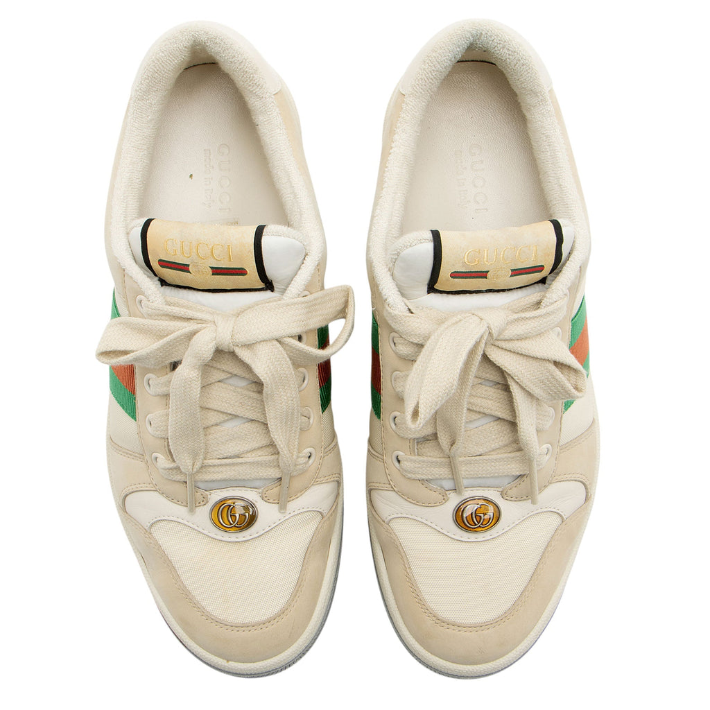 Gucci Leather Web Screener Sneakers - Size 8 / 38