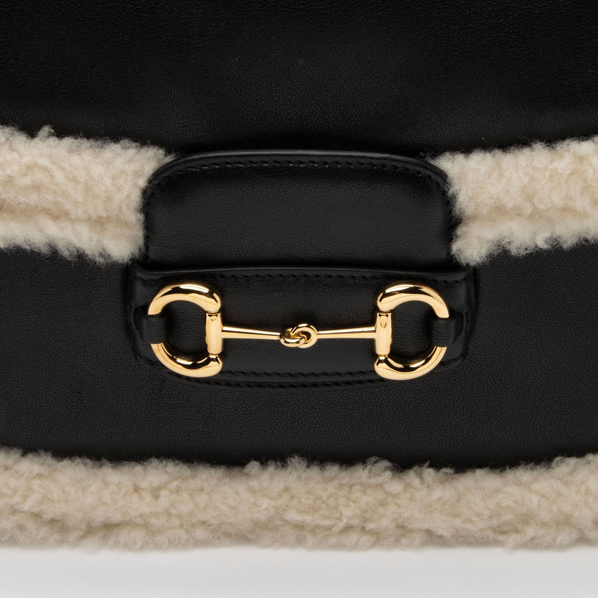 Gucci Leather Shearling Horsebit 1955 Small Bag