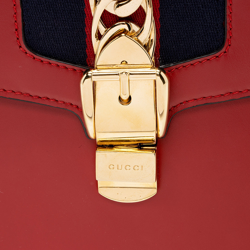 Gucci Leather Sylvie Top Handle Medium Satchel (SHF-21474)