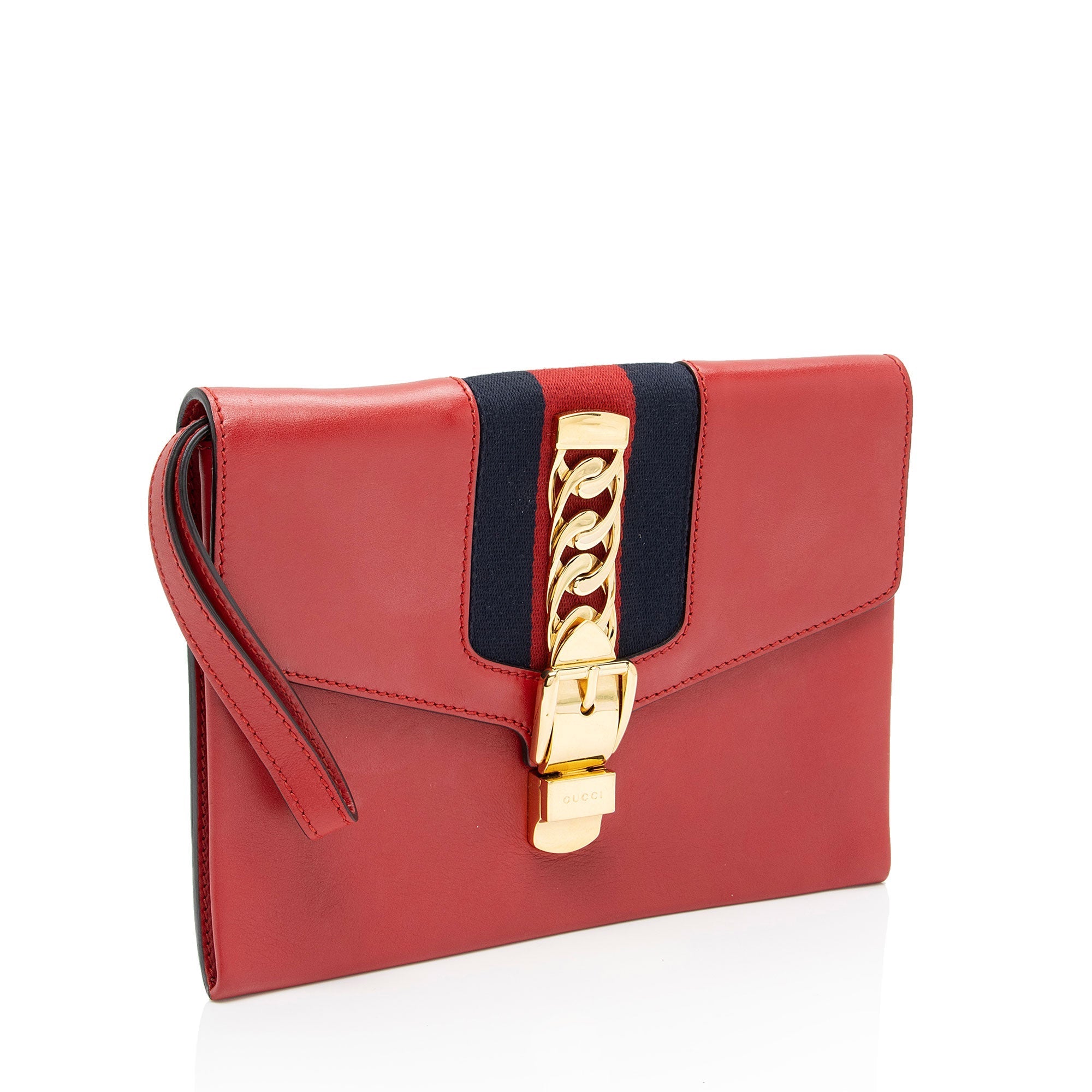 Gucci Leather Sylvie Wristlet (SHF-RDJFQ6)