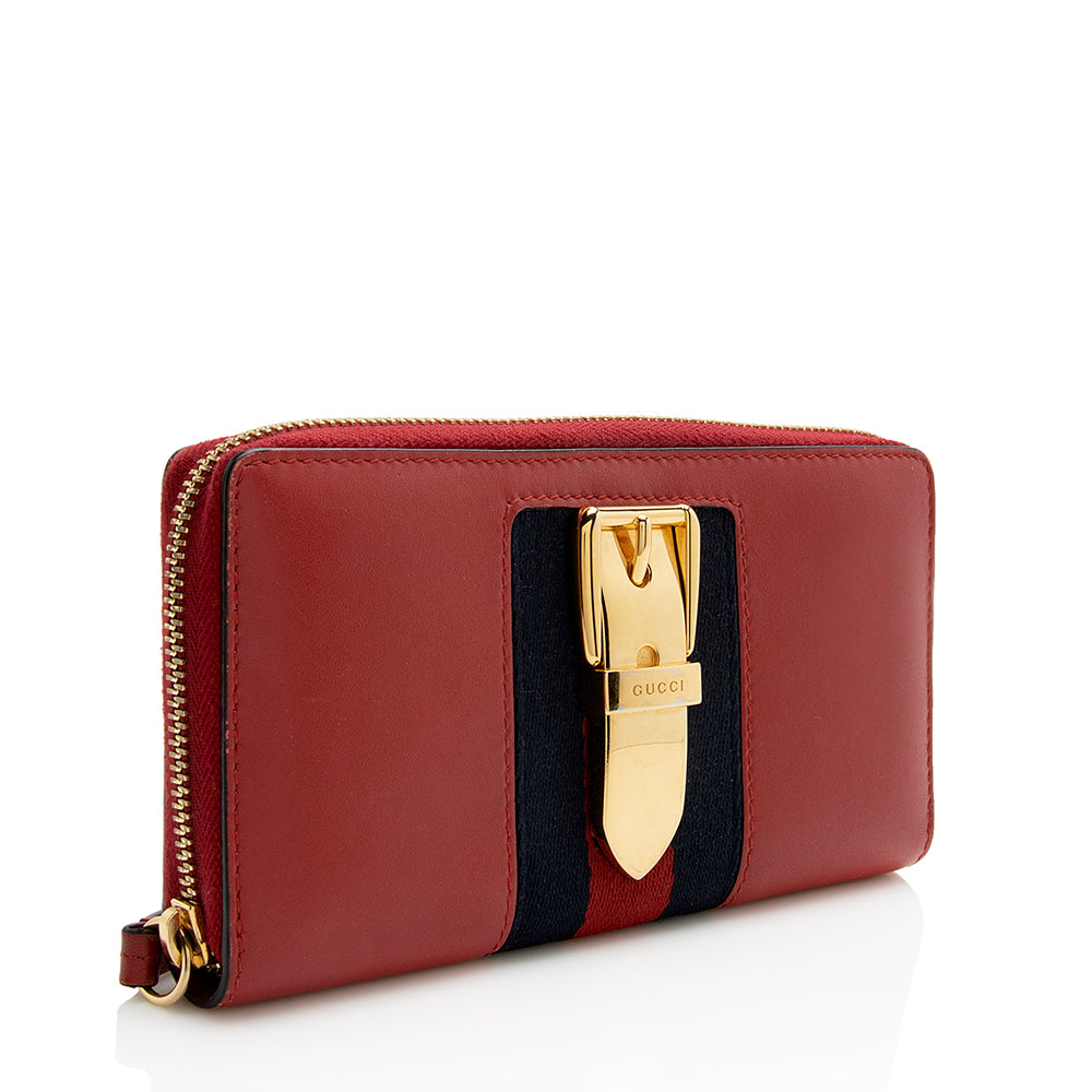 Gucci Leather Sylvie Zip Around Wallet (SHF-21336)