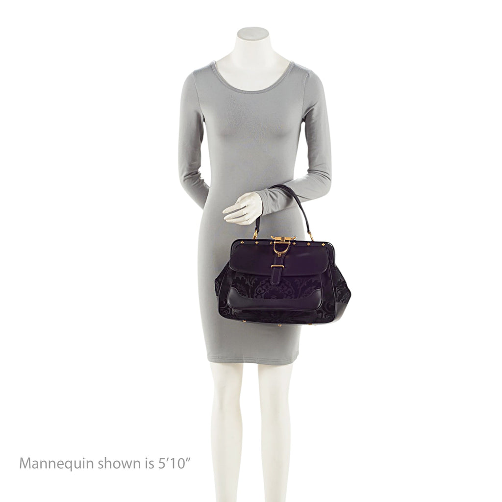 Gucci Leather Velvet Lady Stirrup Top Handle
