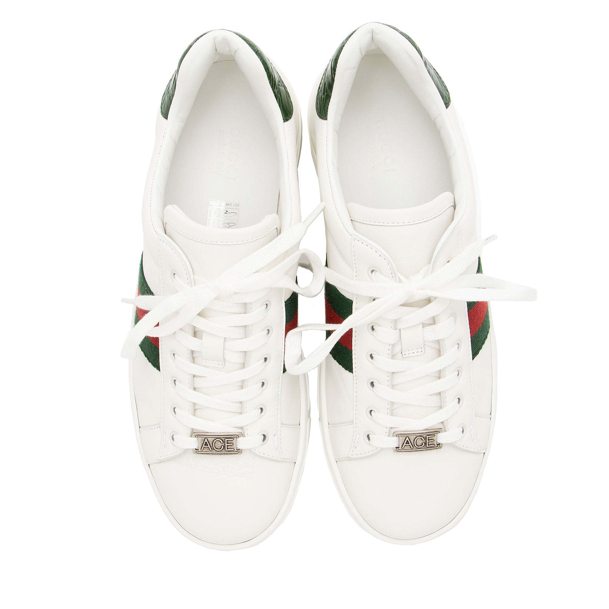 Gucci Leather Web Ace Sneakers - Size 8.5 / 38.5
