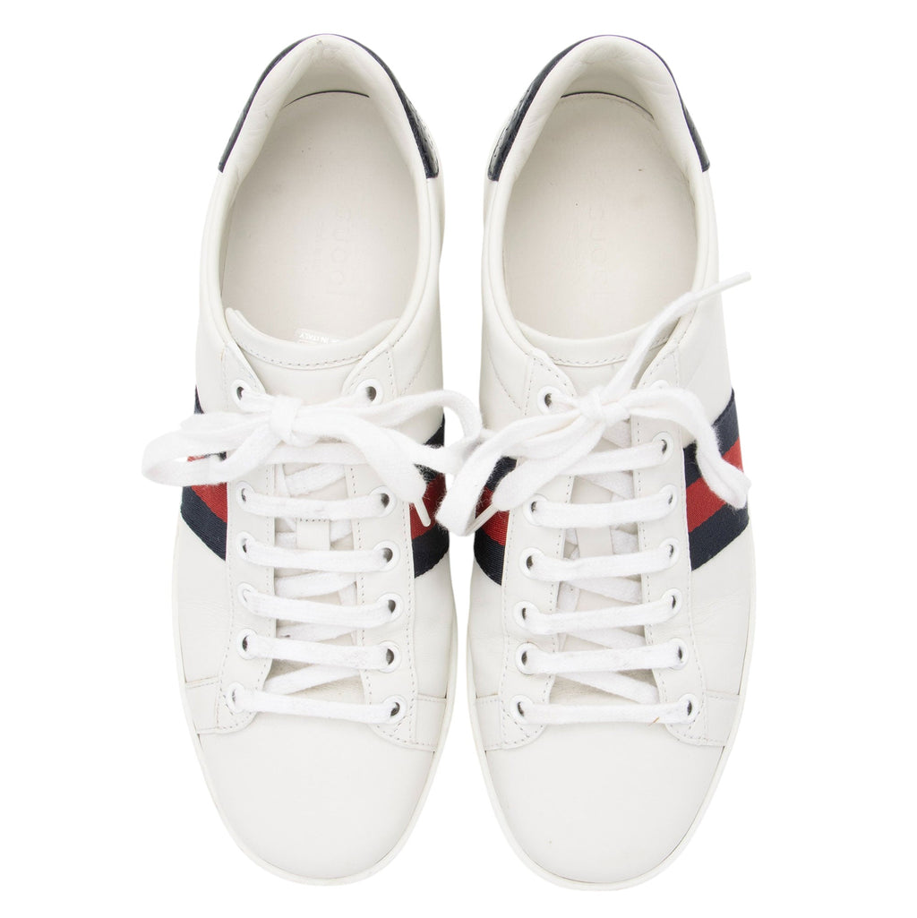 Gucci Leather Web GG Ace Sneakers - Size 7 / 37 (SHF-zV8Qr3)