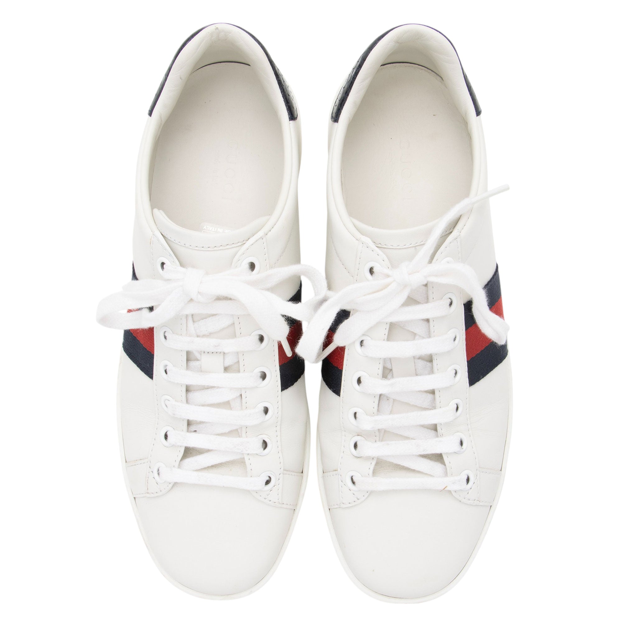 Gucci Leather Web GG Ace Sneakers - Size 7 / 37 (SHF-zV8Qr3)