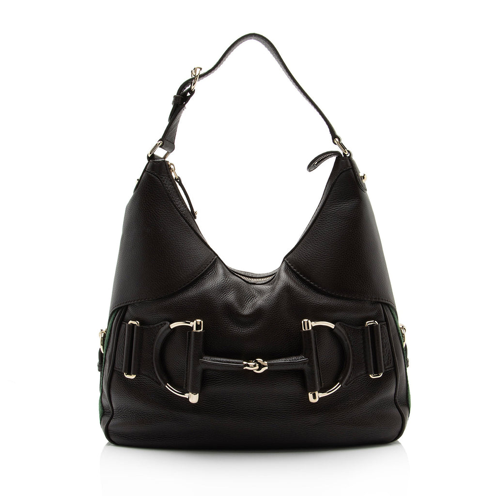 Gucci Leather Web Heritage Horsebit Large Hobo (SHF-mg2vZO)