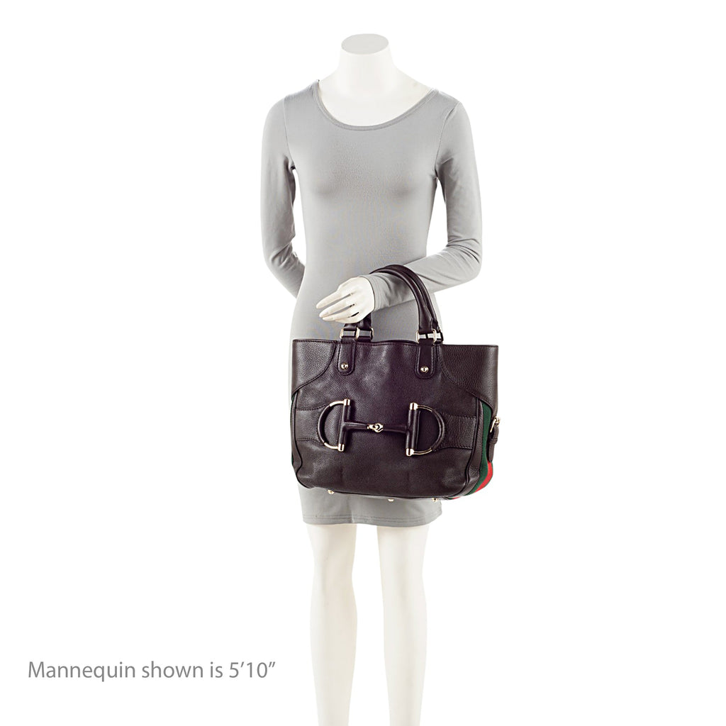 Gucci Leather Web Heritage Horsebit Tote