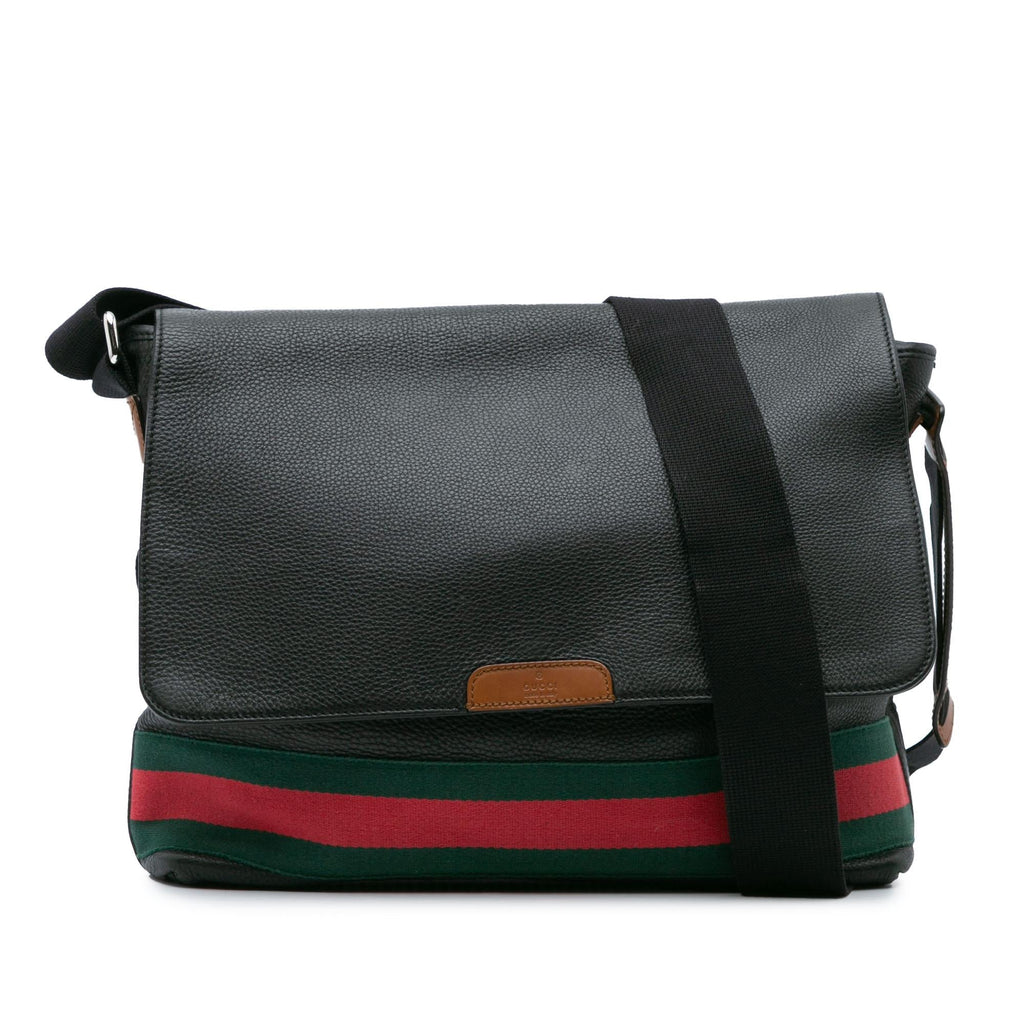 Gucci Leather Web MessLBger Bag