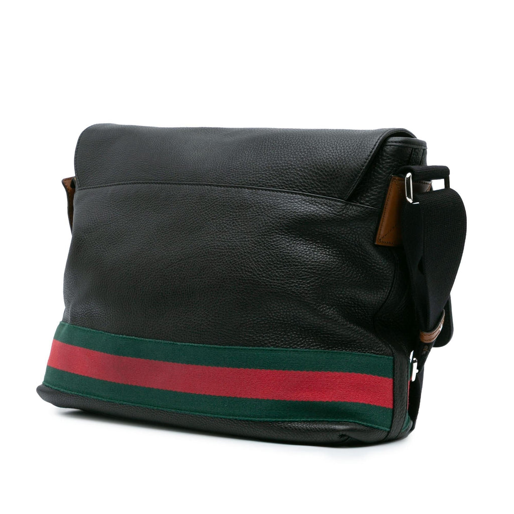 Gucci Leather Web MessLBger Bag