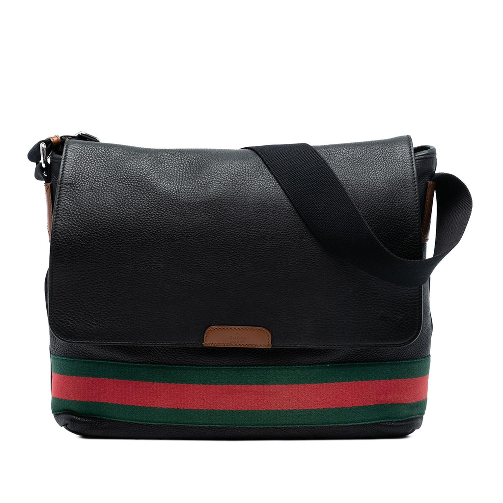 Gucci Leather Web MessLBger Bag