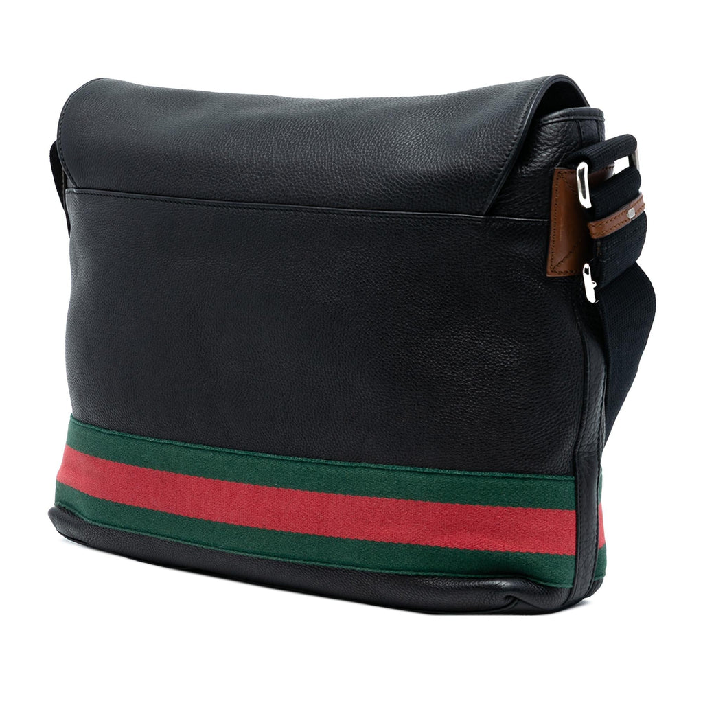 Gucci Leather Web MessLBger Bag