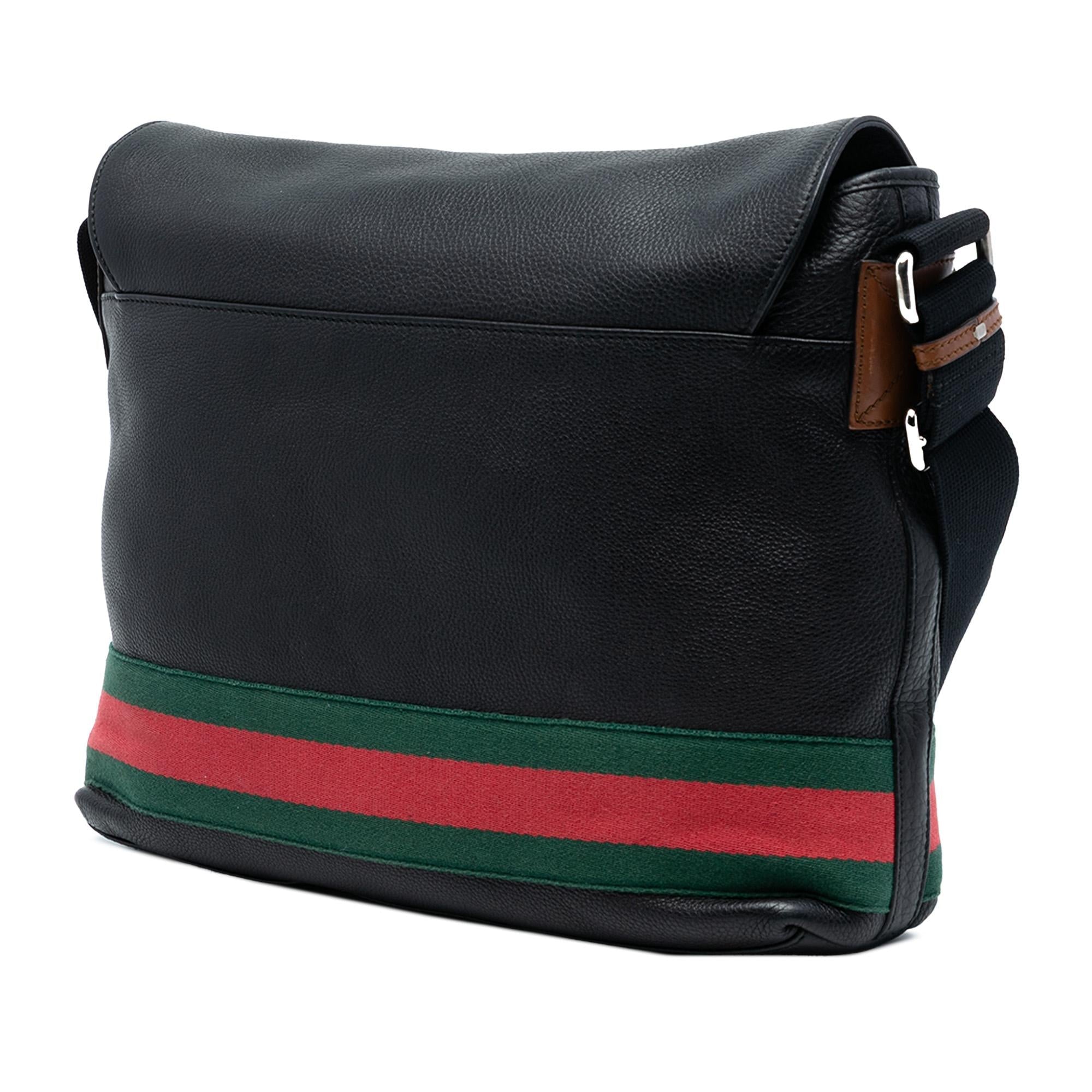 Gucci Leather Web MessLBger Bag