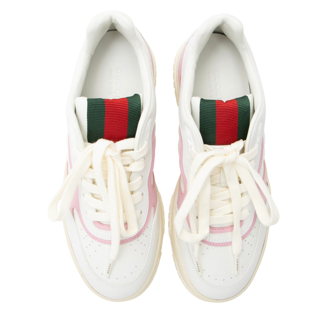 Gucci Leather Web Sneakers - Size 8.5 / 38.5