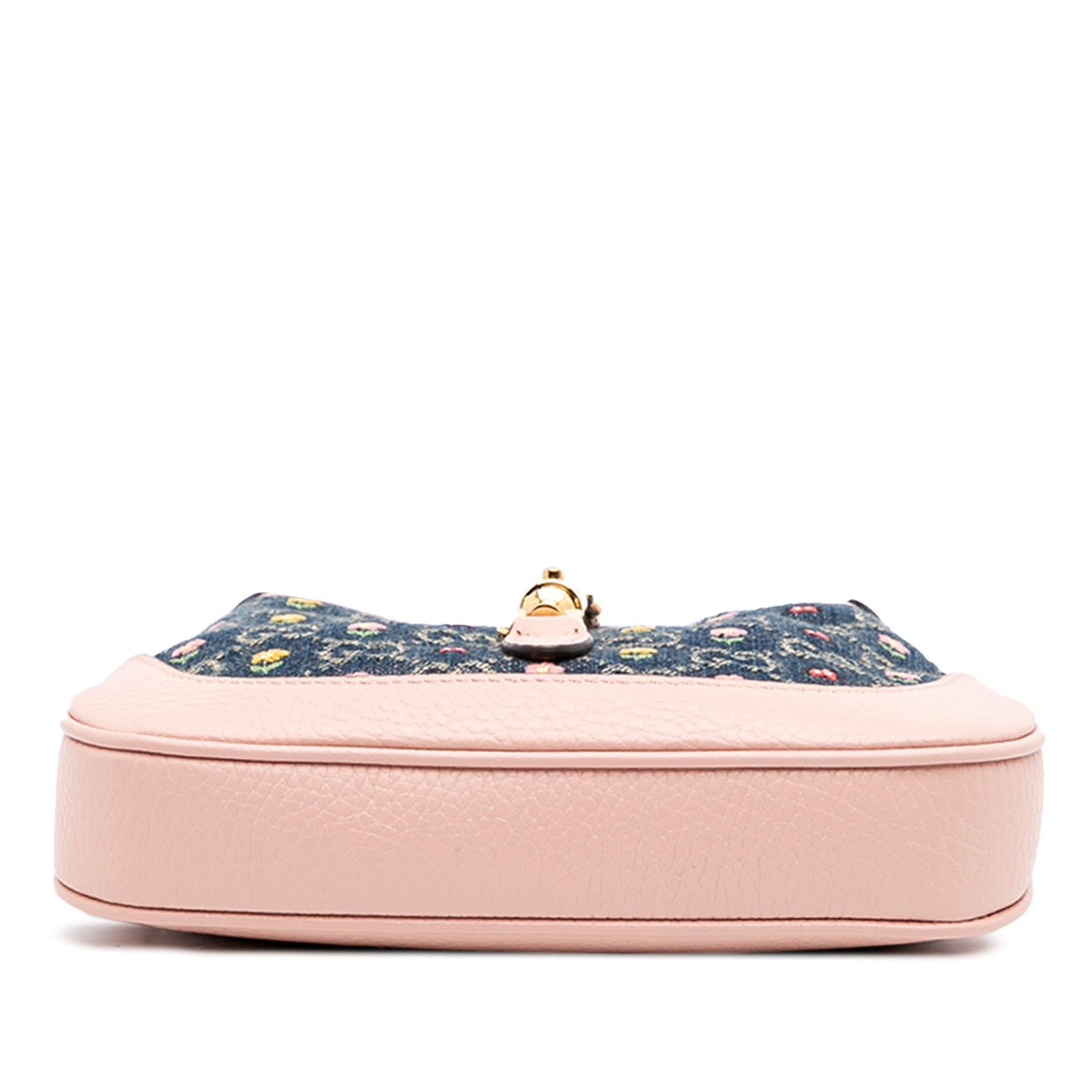 Gucci Limited Edition Mini GG DLBim Embroidered Floral Jackie 1961 Crossbody