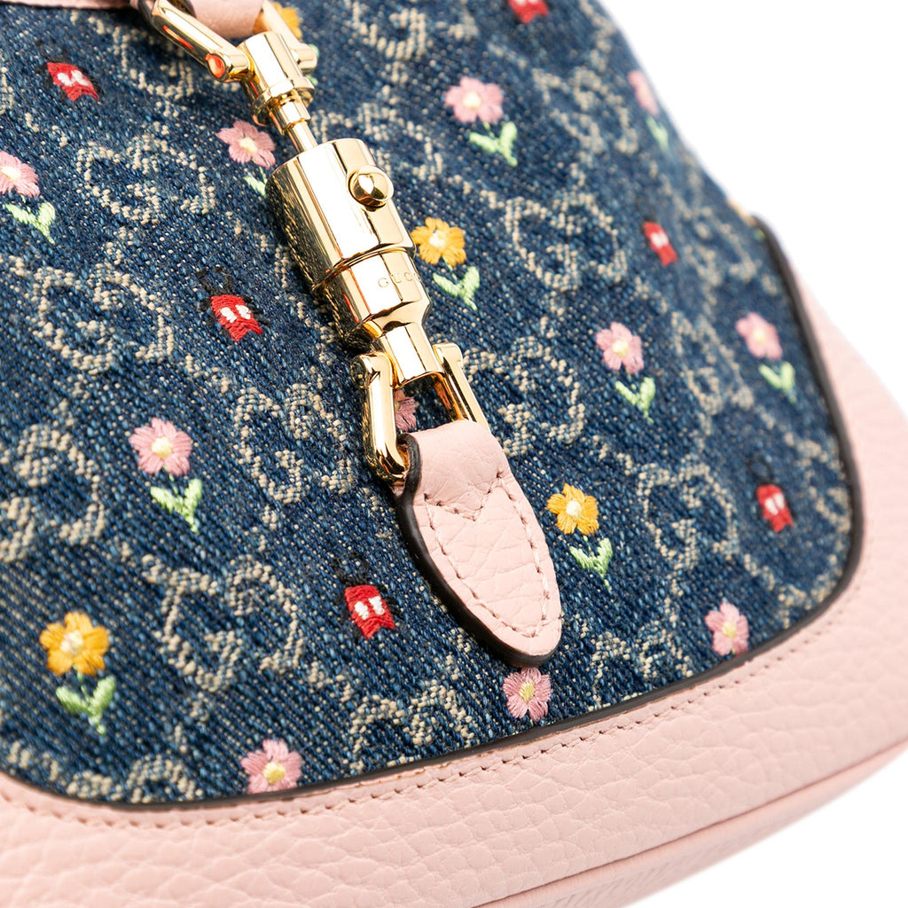 Gucci Limited Edition Mini GG DLBim Embroidered Floral Jackie 1961 Crossbody