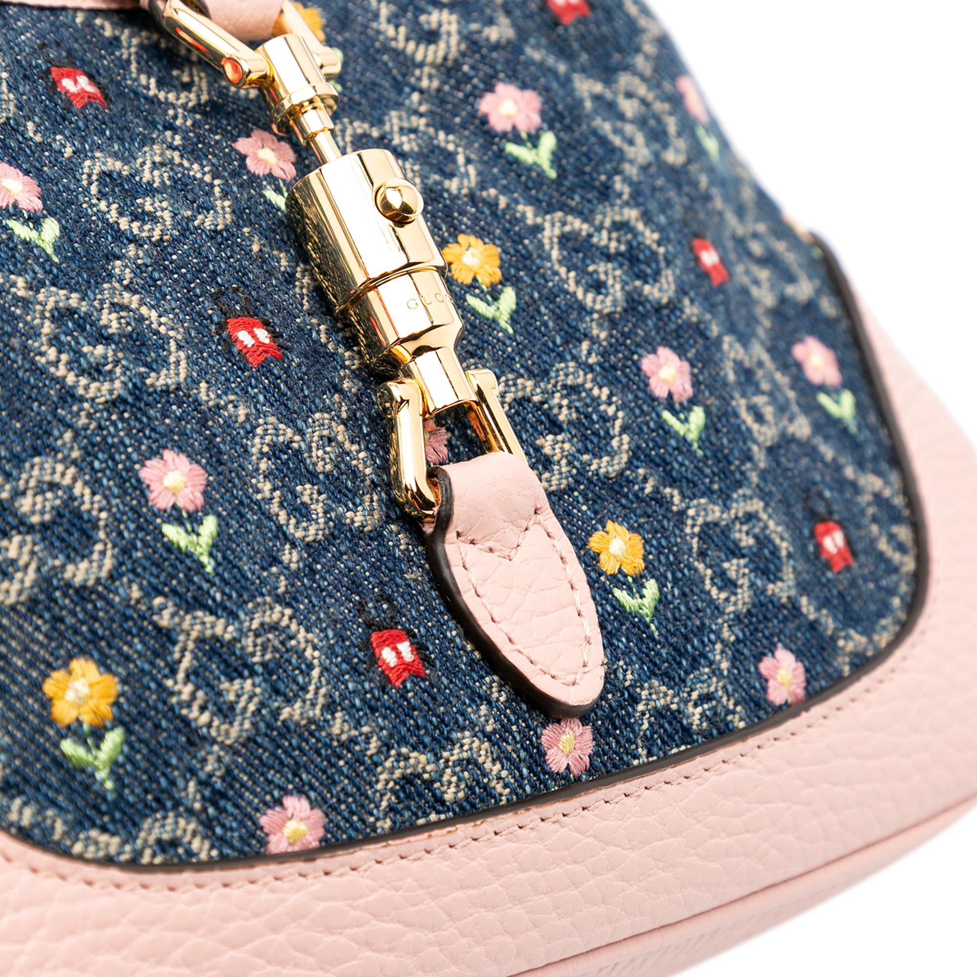 Gucci Limited Edition Mini GG DLBim Embroidered Floral Jackie 1961 Crossbody