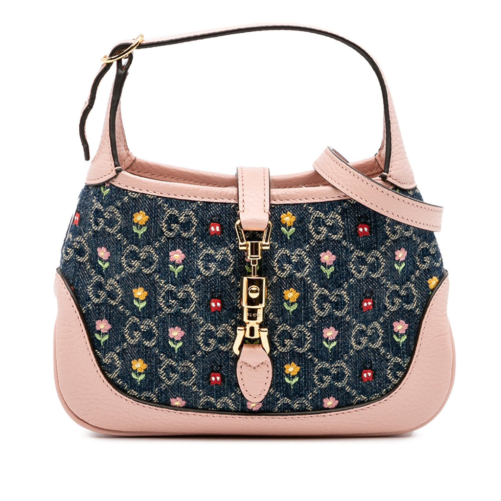 Gucci Limited Edition Mini GG DLBim Embroidered Floral Jackie 1961 Crossbody