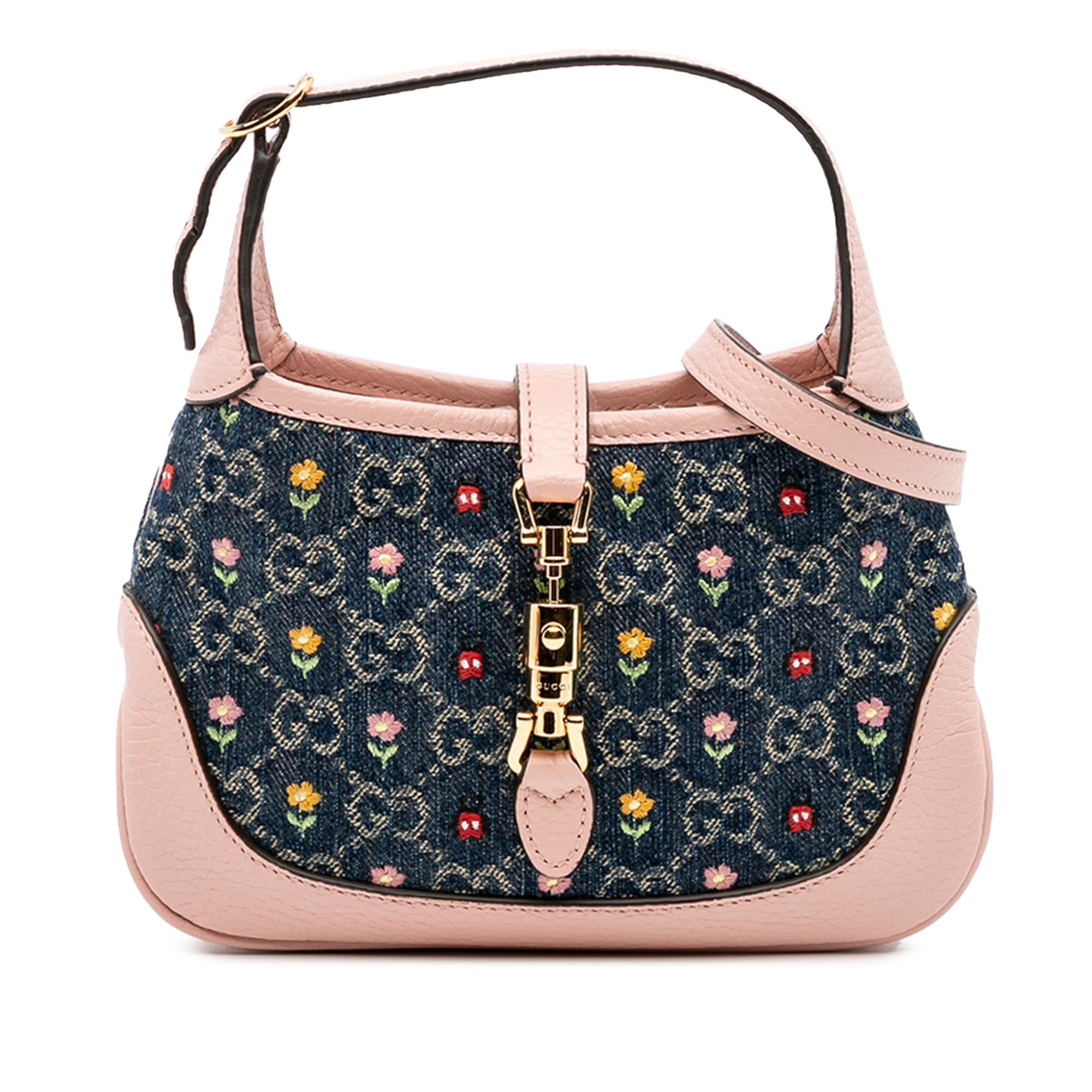 Gucci Limited Edition Mini GG DLBim Embroidered Floral Jackie 1961 Crossbody