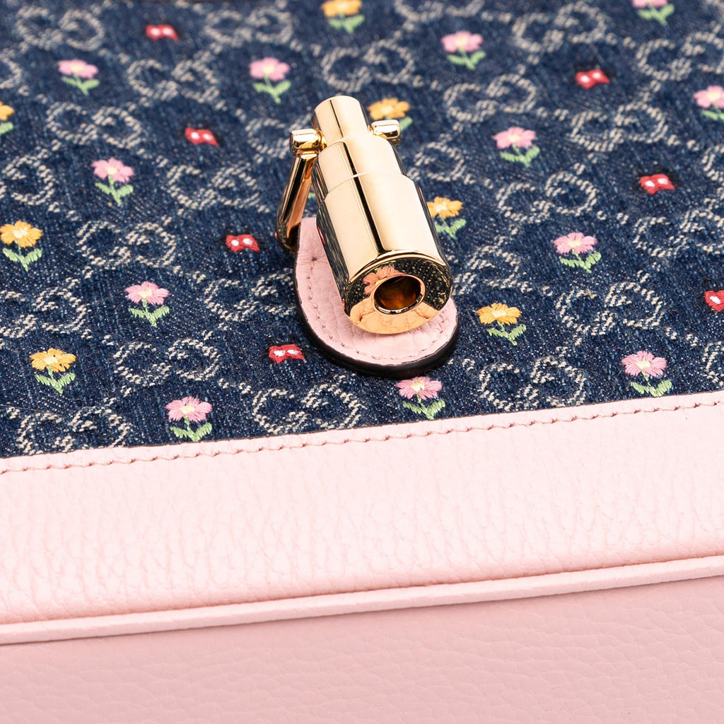 Gucci Limited Edition Small GG Embroidered DLBim Floral Jackie 1961 Crossbody